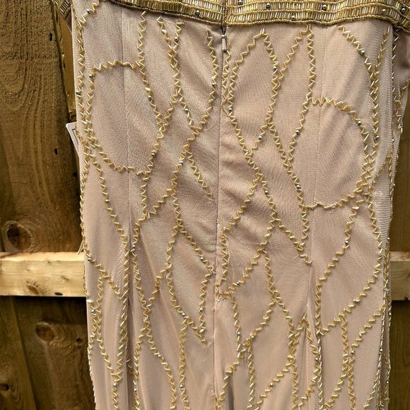 Roman's Sparkling Champagne Sleeveless Cocktail Dress With Gorgeous Beading - Picture 7 of 14